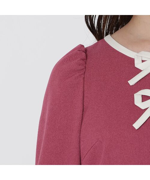 Rose Tiara / ローズティアラ ミニ丈・ひざ丈ワンピース | 【伸縮性◎/イージーケア】配色リボンワンピース | 詳細10