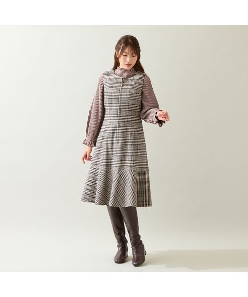 Rose Tiara / ローズティアラ ミニ丈・ひざ丈ワンピース | MIXチェックジャンパースカート | 詳細1