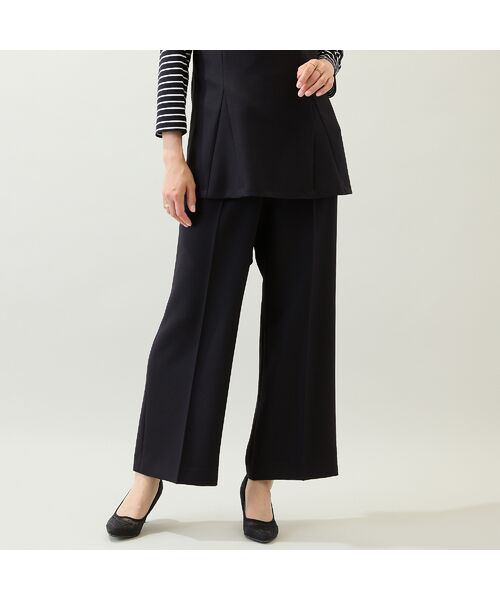 Rose Tiara/ローズティアラ 【美脚パンツ】【UVカット/イージーケア/水洗い可】ワイドパンツ ブラック 42