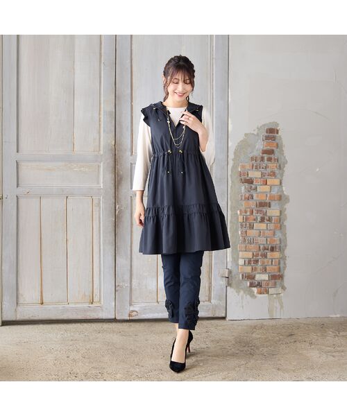 Rose Tiara/ローズティアラ 【大人気アイテム】【UVカット/伸縮性◎】リボンレギンスパンツ ブラック 42