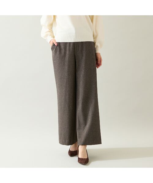Rose Tiara / ローズティアラ その他パンツ | ツイード調ワイドパンツ(ブラウン)
