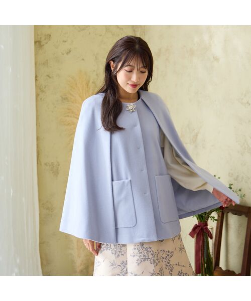 Rose Tiara / ローズティアラ ノーカラージャケット | 【ブローチ付】ケープショートコート | 詳細2