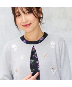 Rose Tiara / ローズティアラ ニット・セーター | 【人気デザイン】フラワースパンコール刺繍カーディガン