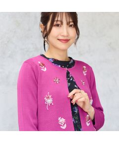 Rose Tiara / ローズティアラ ニット・セーター | 【人気デザイン】フラワースパンコール刺繍カーディガン