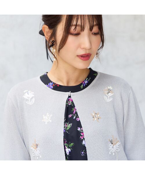 Rose Tiara / ローズティアラ ニット・セーター | 【人気デザイン】フラワースパンコール刺繍カーディガン | 詳細3