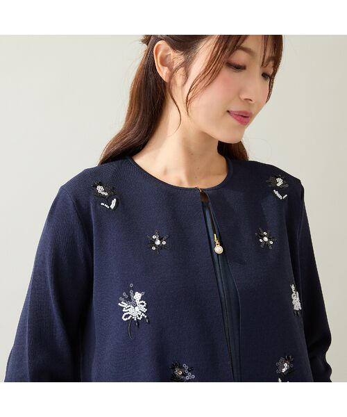 Rose Tiara / ローズティアラ ニット・セーター | 【人気デザイン】フラワースパンコール刺繍カーディガン | 詳細4