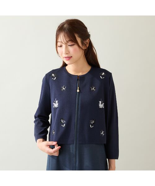 Rose Tiara / ローズティアラ ニット・セーター | 【人気デザイン】フラワースパンコール刺繍カーディガン | 詳細5