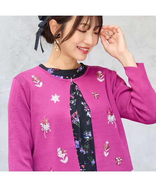 Rose Tiara / ローズティアラ ニット・セーター | 【人気デザイン】フラワースパンコール刺繍カーディガン | 詳細7