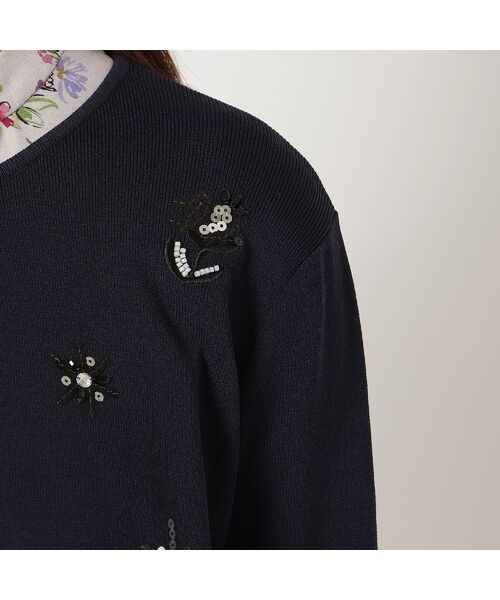 Rose Tiara / ローズティアラ ニット・セーター | 【人気デザイン】フラワースパンコール刺繍カーディガン | 詳細15