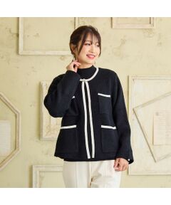 Rose Tiara / ローズティアラ カーディガン・ボレロ | フロントオープンクルーネックカーディガン