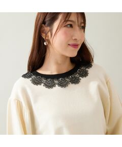 Rose Tiara / ローズティアラ ニット・セーター | 【前後2WAY】レースニットプルオーバー