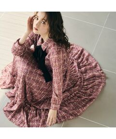 Rose Tiara / ローズティアラ ミニ丈・ひざ丈ワンピース | 【人気追加】ツィードプリントワンピース