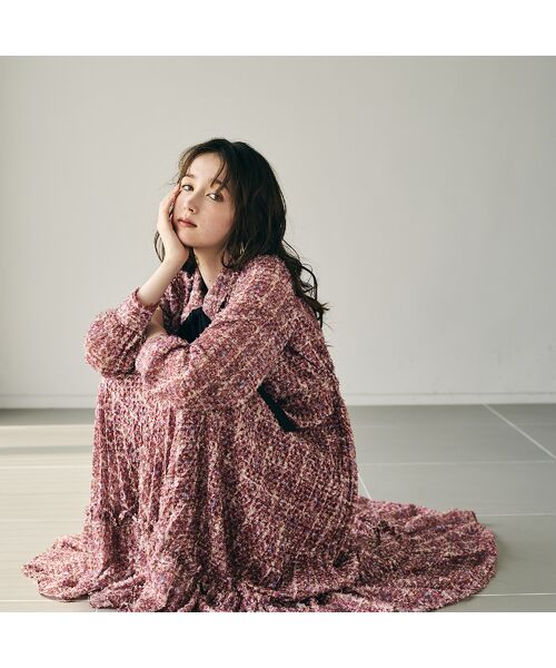 Rose Tiara / ローズティアラ ミニ丈・ひざ丈ワンピース | 【人気追加】ツィードプリントワンピース | 詳細1