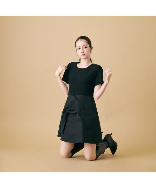 Rose Tiara / ローズティアラ ミニ丈・ひざ丈ワンピース | ビッグリボンワンピース(ブラック)
