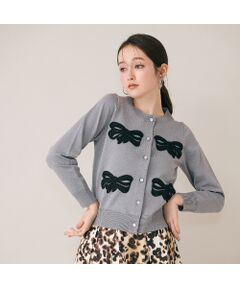 Rose Tiara / ローズティアラ ニット・セーター | フラットリボンモチーフ付きカーディガン