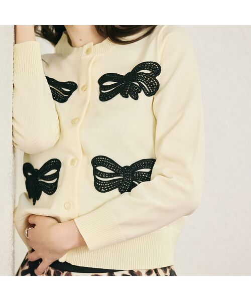 Rose Tiara / ローズティアラ ニット・セーター | フラットリボンモチーフ付きカーディガン | 詳細3
