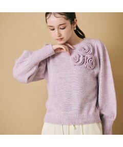 Rose Tiara / ローズティアラ ニット・セーター | フラワーコサージュ付きニットプルオーバー