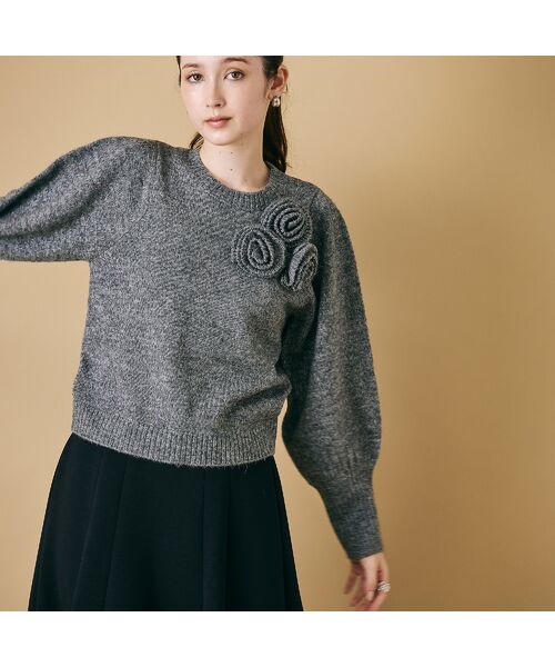 Rose Tiara / ローズティアラ ニット・セーター | フラワーコサージュ付きニットプルオーバー | 詳細3