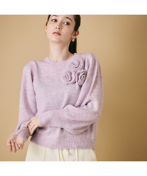 Rose Tiara / ローズティアラ ニット・セーター | フラワーコサージュ付きニットプルオーバー | 詳細6