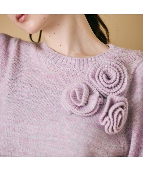Rose Tiara / ローズティアラ ニット・セーター | フラワーコサージュ付きニットプルオーバー | 詳細11