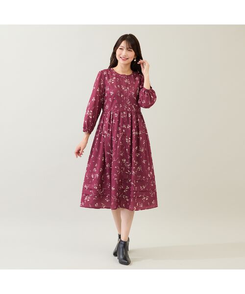 Rose Tiara / ローズティアラ ミニ丈・ひざ丈ワンピース | オリジナルフラワーワンピース(レッド)