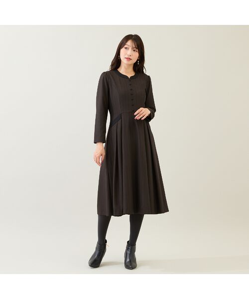 Rose Tiara / ローズティアラ ミニ丈・ひざ丈ワンピース | 【吸湿発熱/毛玉になりにくい】配色切替クラシカルワンピース | 詳細3