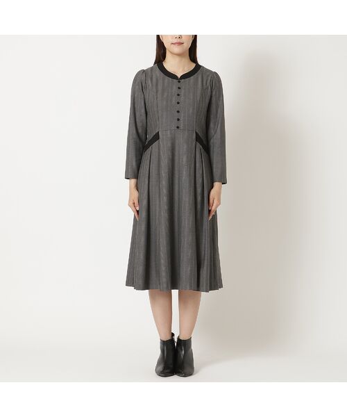 Rose Tiara / ローズティアラ ミニ丈・ひざ丈ワンピース | 【吸湿発熱/毛玉になりにくい】配色切替クラシカルワンピース | 詳細7