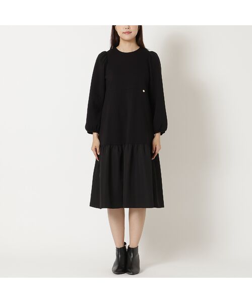 Rose Tiara / ローズティアラ ミニ丈・ひざ丈ワンピース | 【吸湿発熱/保温性】異素材切替ティアードワンピース | 詳細5