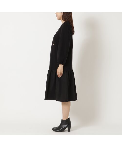 Rose Tiara / ローズティアラ ミニ丈・ひざ丈ワンピース | 【吸湿発熱/保温性】異素材切替ティアードワンピース | 詳細6