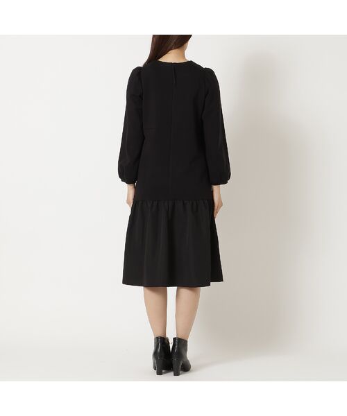 Rose Tiara / ローズティアラ ミニ丈・ひざ丈ワンピース | 【吸湿発熱/保温性】異素材切替ティアードワンピース | 詳細7