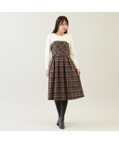 Rose Tiara / ローズティアラ ミニ丈・ひざ丈ワンピース | チェック切替ドッキングワンピース