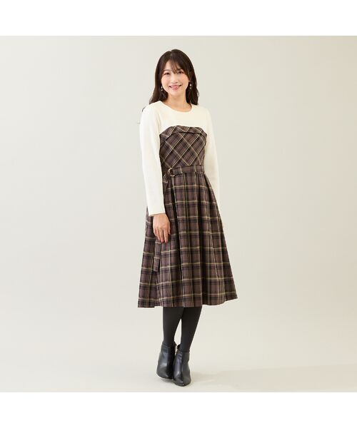 Rose Tiara / ローズティアラ ミニ丈・ひざ丈ワンピース | チェック切替ドッキングワンピース | 詳細5