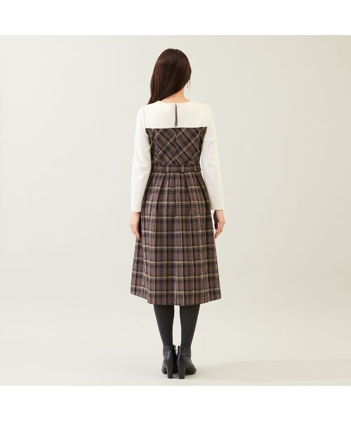 Rose Tiara / ローズティアラ ミニ丈・ひざ丈ワンピース | チェック切替ドッキングワンピース | 詳細9