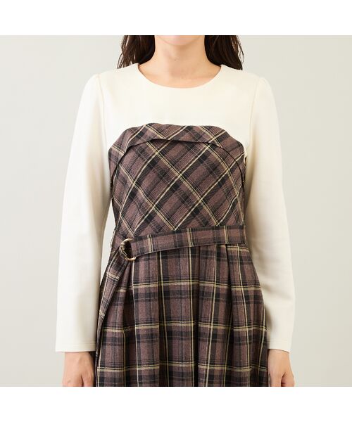 Rose Tiara / ローズティアラ ミニ丈・ひざ丈ワンピース | チェック切替ドッキングワンピース | 詳細10