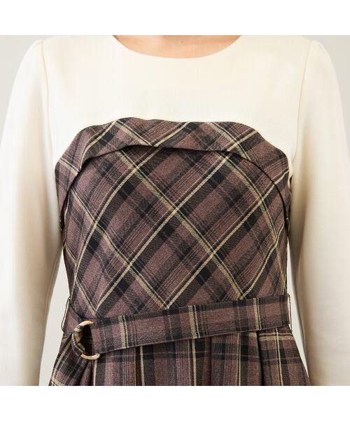 Rose Tiara / ローズティアラ ミニ丈・ひざ丈ワンピース | チェック切替ドッキングワンピース | 詳細12