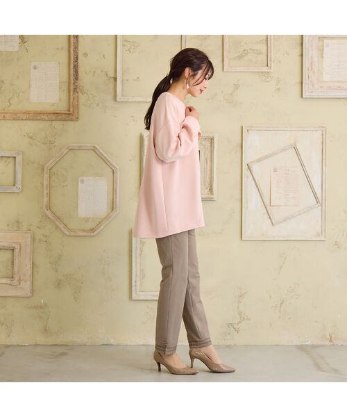 Rose Tiara / ローズティアラ その他パンツ | 【伸縮性◎/ストレッチ発熱】裾リボンレギンスパンツ(ブラウン)