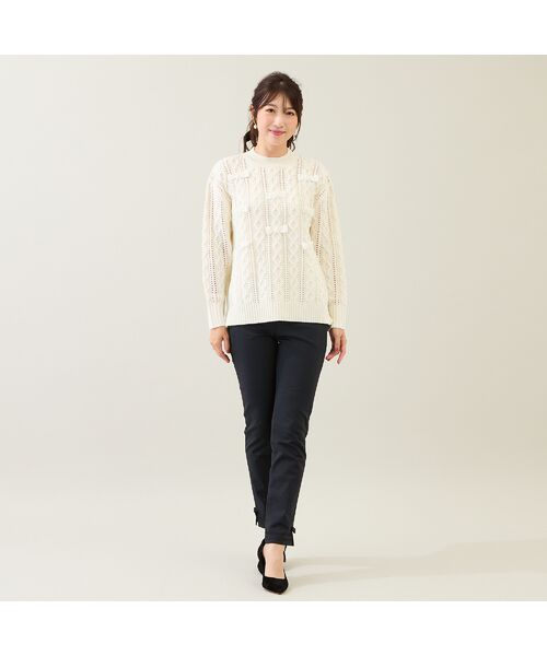 Rose Tiara / ローズティアラ その他パンツ | 【伸縮性◎/ストレッチ発熱】裾リボンレギンスパンツ | 詳細4