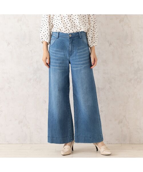 Rose Tiara/ローズティアラ 【人気追加】ワイドデニム ダークブルー 38 Rose Tiara/ローズティアラ 【人気追加】ワイドデニム ダークブルー 38