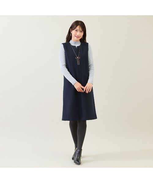 Rose Tiara/ローズティアラ 【Set】リブニット×ジャンパースカート ダークブルー 42 Rose Tiara/ローズティアラ 【Set】リブニット×ジャンパースカート ダークブルー 42