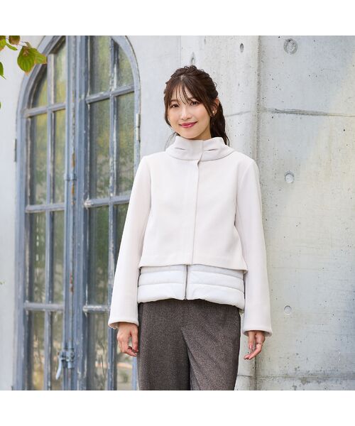 Rose Tiara / ローズティアラ その他アウター | リボンカラードッキングショートコート | 詳細1