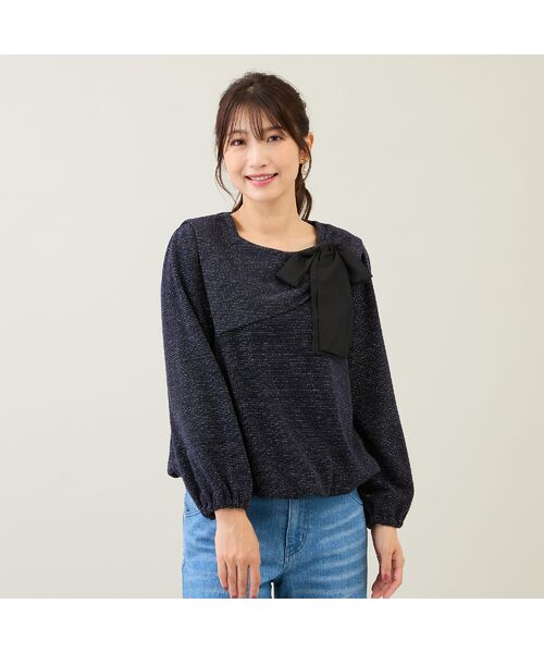 Rose Tiara / ローズティアラ カットソー | ビッグカラーリボンカットソー(ダークブルー)