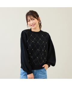 Rose Tiara / ローズティアラ ニット・セーター | アーガイルリボンニット