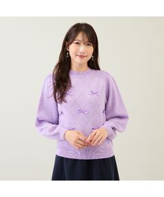 Rose Tiara / ローズティアラ ニット・セーター | アーガイルリボンニット