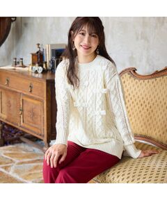 Rose Tiara / ローズティアラ ニット・セーター | リボン×ケーブル編みニットプルオーバー
