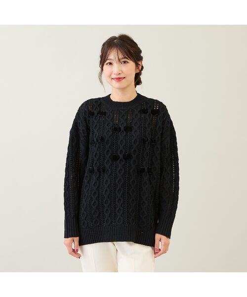 Rose Tiara / ローズティアラ ニット・セーター | リボン×ケーブル編みニットプルオーバー | 詳細2