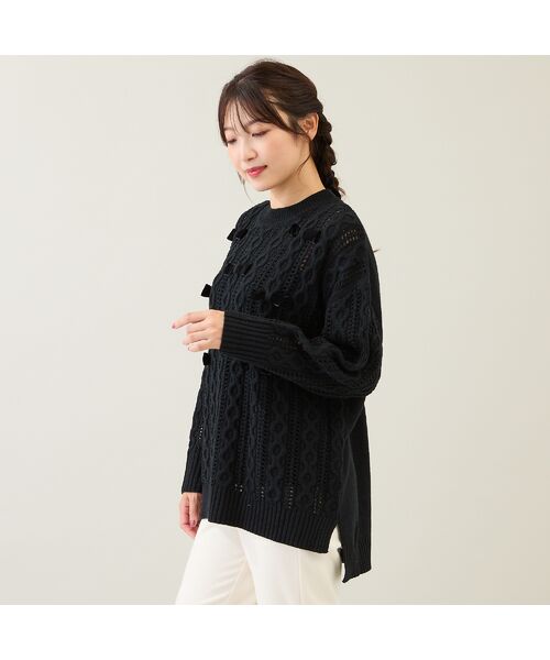 Rose Tiara / ローズティアラ ニット・セーター | リボン×ケーブル編みニットプルオーバー | 詳細3