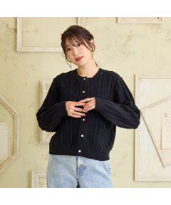 Rose Tiara / ローズティアラ ニット・セーター | レース×ケーブル編みニットカーディガン