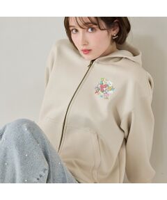 ローズティアラ46オフホワイトパーカー 長袖バックフルジップ パーカー ローズティアラ46オフホワイトパーカー 長袖バックフルジップ