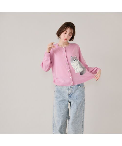 Rose Tiara / ローズティアラ ニット・セーター | ねこ刺繍ニットカーディガン | 詳細8