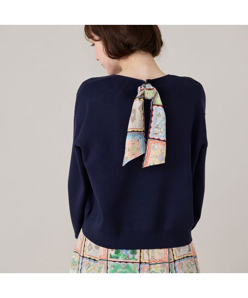 Rose Tiara/ローズティアラ 【22fabric】ハンカチコレクター/ ニット ダークブルー 46 Rose Tiara/ローズティアラ 【22fabric】ハンカチコレクター/ ニット ダークブルー 46